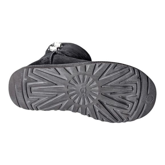 UGG Short Turnlock Rhinestones "Black" Winter Boot Size 6 - Picture 8 of 11